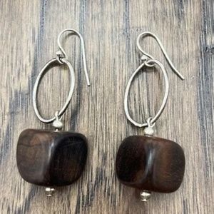 SILPADA - Ebony Wood Sterling Silver Dangle Earrings